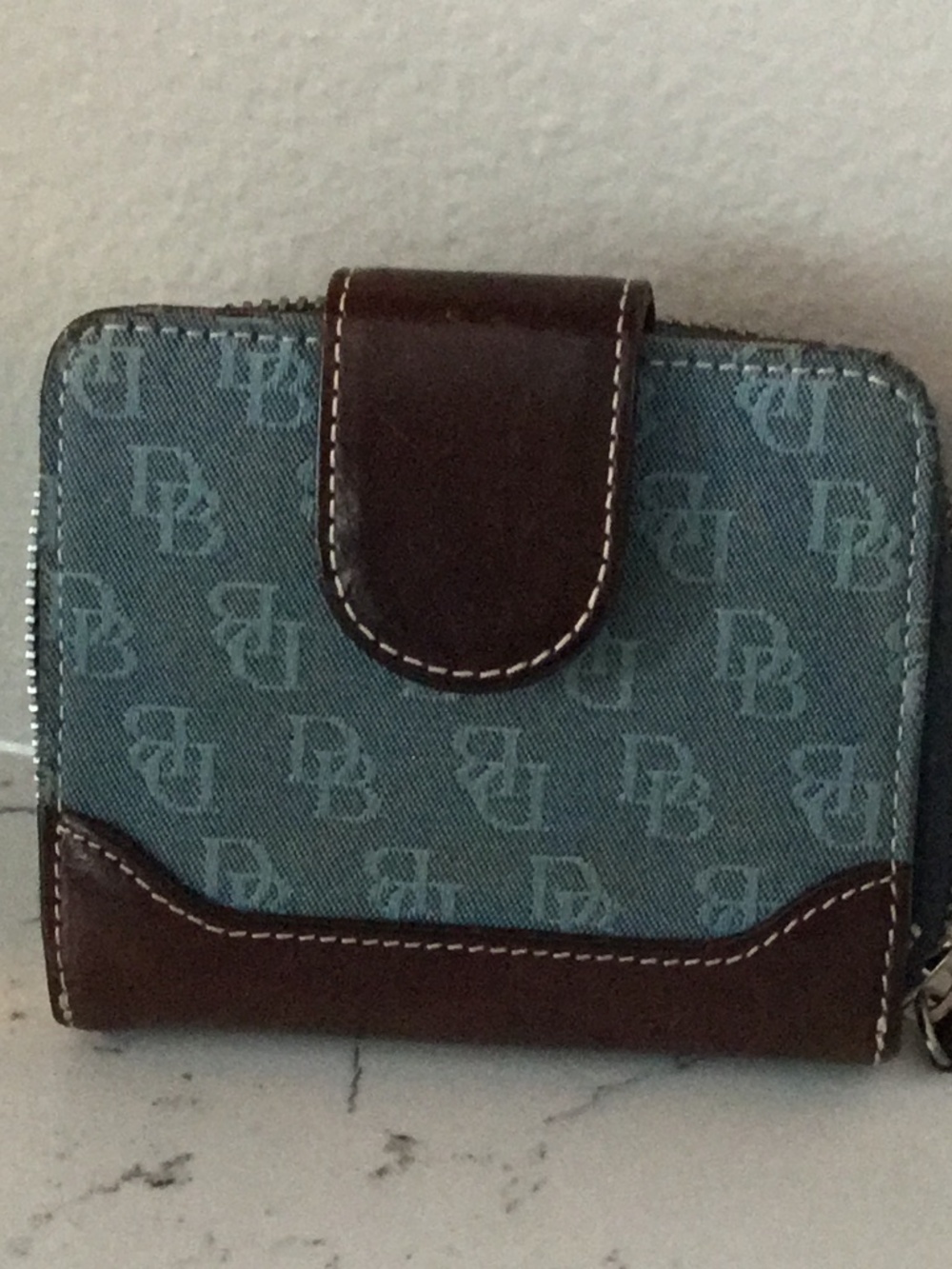 Dooney and Bourke Blue Leather Monogram Wallet